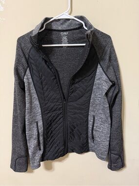 Cali Sport large Activewear Women's Quilted Gray & Black Jacket euc